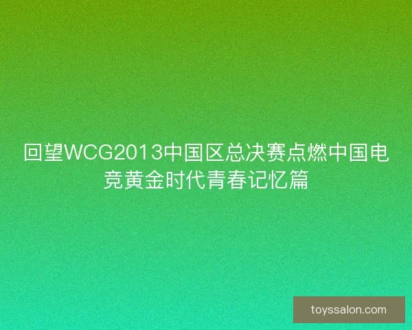 回望WCG2013中国区总决赛点燃中国电竞黄金时代青春记忆篇